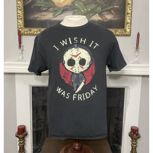 I Wish It Was Friday Jason Friday the 13th Horror T-Shirt Large FADED
